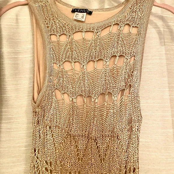 Gold Metallic Crochet Maxi Dress (New w/o tags) - Picture 4 of 5